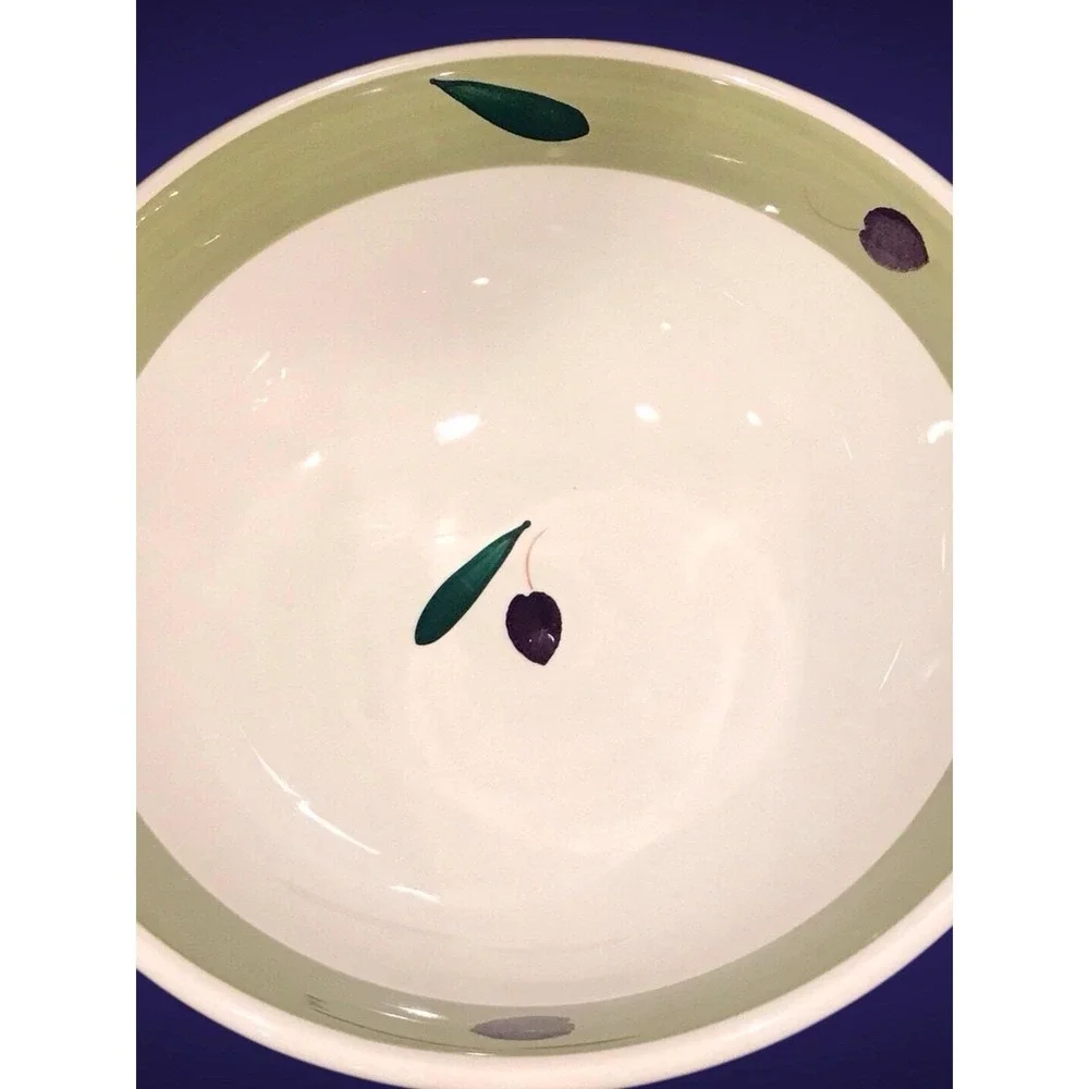 MAXAM ITALIAN HAND PAINTED OLIVE & LEAF PATTERN SERVING BOWL 10